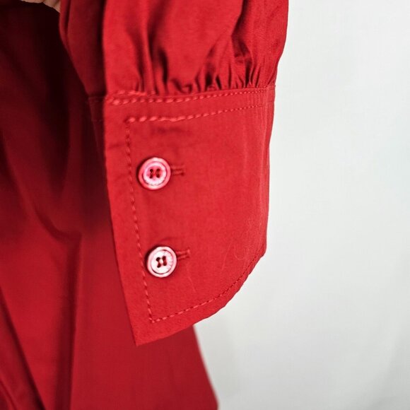 Weekend Max Mara Dress 0 Faiti Cherry Red Cotton A-Line Pockets Belt Zipper FLAW - Picture 8 of 16